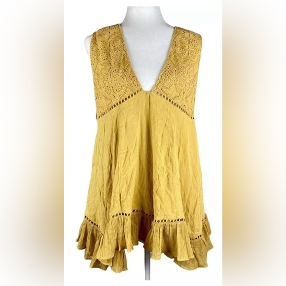 Free People Freya Mini Dress in Hay There Yellow - Picture 1 of 10